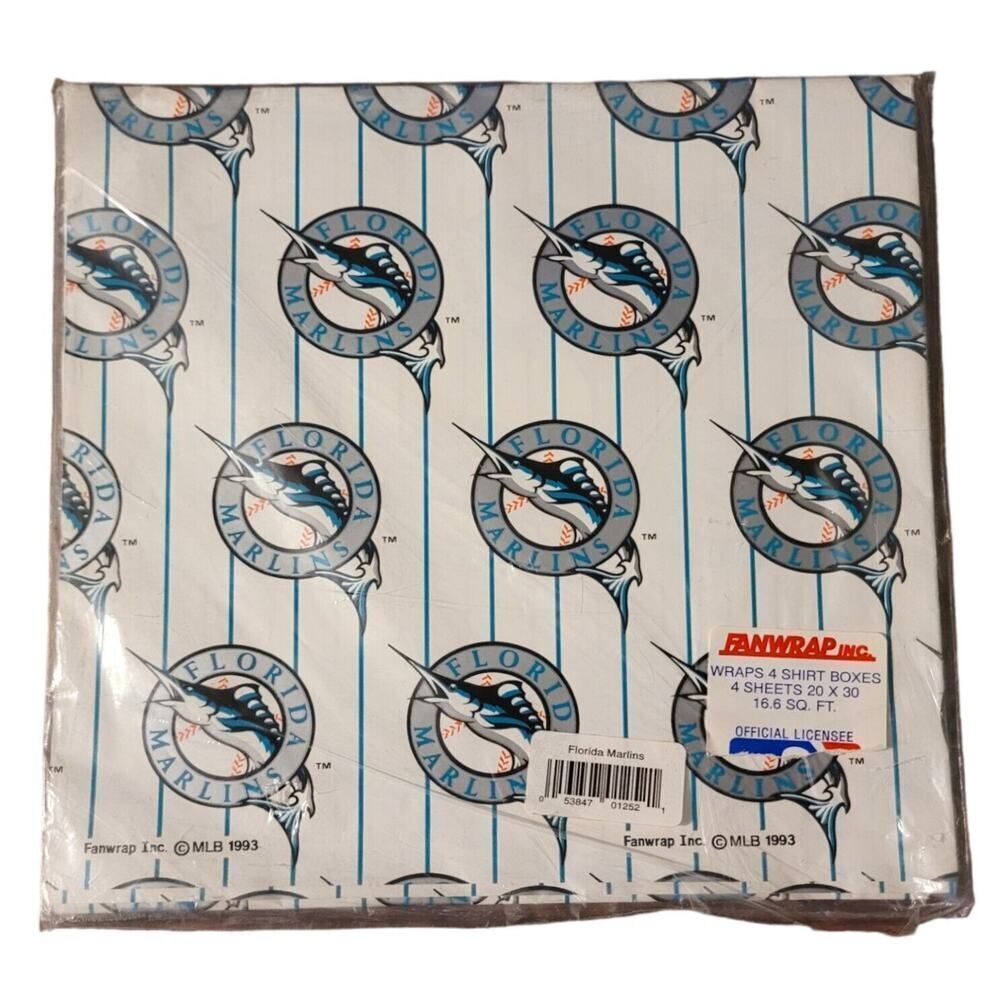 Vintage MLB Florida Marlins Baseball Fanwrap Inc Shirt Box Wrapping Gift Sheets